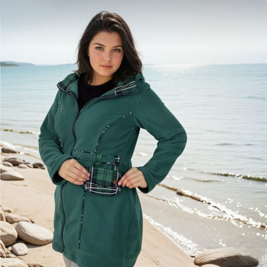 Schnittmuster Fleecejacke Solveig 04 | TOSCAminni Schnittmuster Fleecejacke nähen – Vorderansicht der selbstgenähten Jacke Solveig