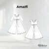 Technische Zeichnungen Jumpsuit Amalfi – Schnittmuster mit kurzen oder langen Ärmeln und Bindeband in der Taille