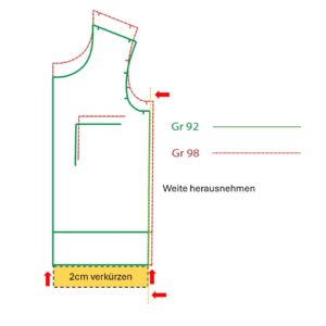 Schnittmuster anpassen - Kind liegt zwischen den Größen | TOSCAminni